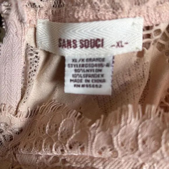 Sans Souci Dress Womens XL Floral Lace Sleeveless Blush Coquette Bohemian Dainty - Picture 9 of 10